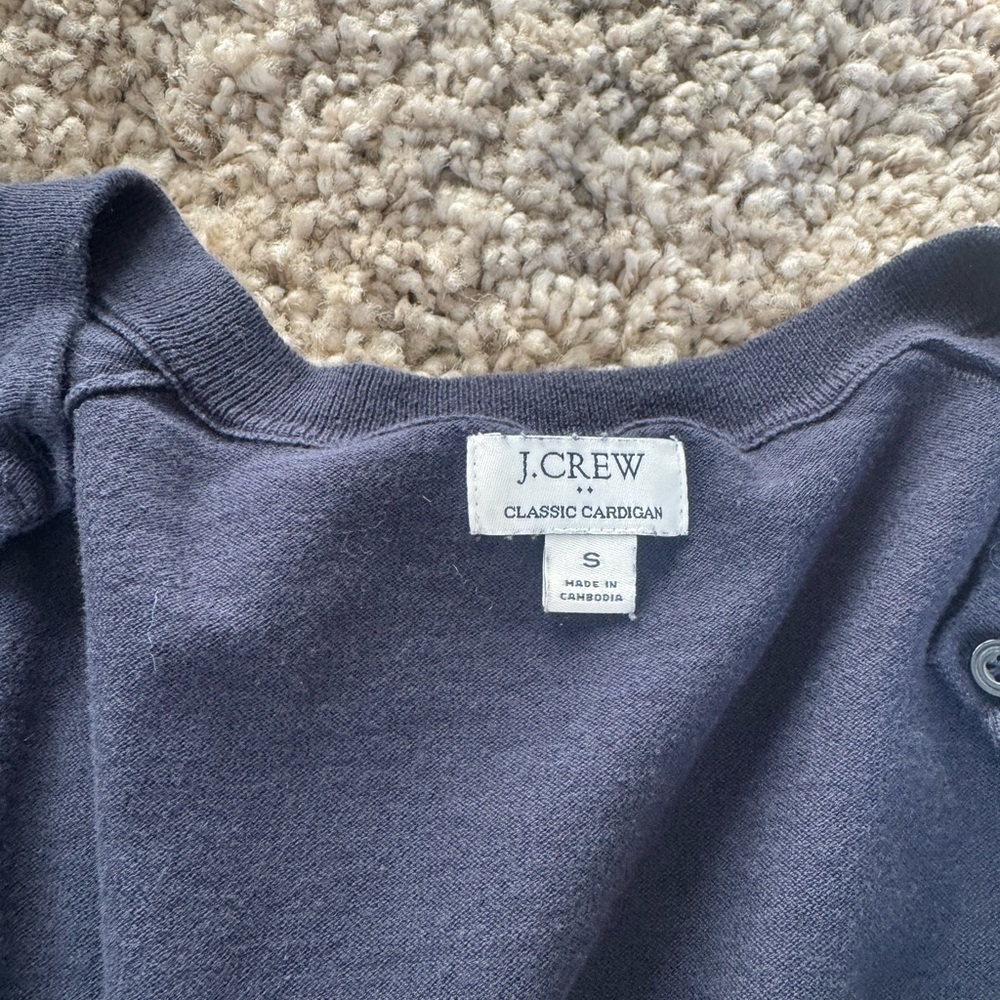 J. Crew Navy Classic Cardigan - Soft Knit Button-Up